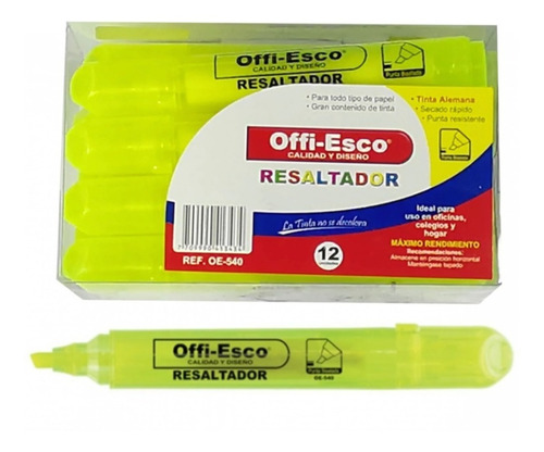 Marcador Resaltador Offi- Esco OE-540 Amarillo Fluorescente
