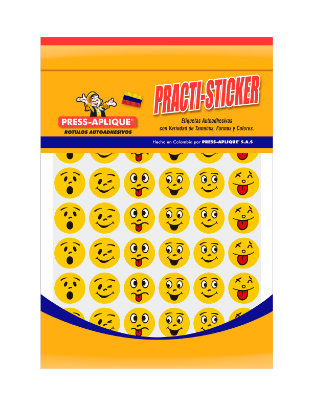 Rótulos autoadhesivos de emoji Practi Sticker caritas
