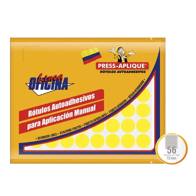 Rotulos adhesivos amarillo 13mm press aplique ref: 1190
