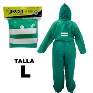 Impermeable para Moto Plastico Completo Reflectivo con Solapa Talla L
