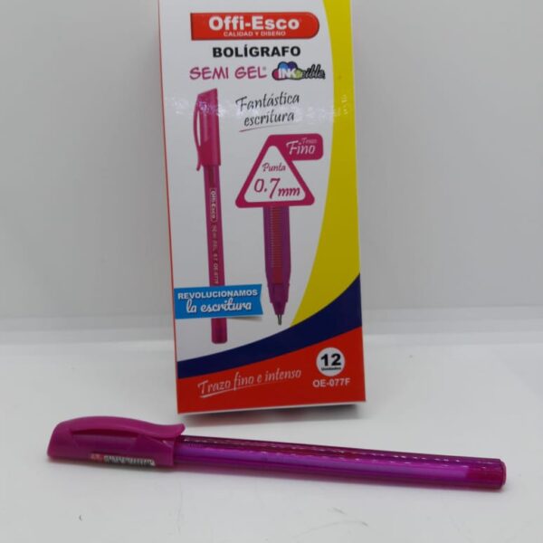 BOLIGRAFO FUCSIA SEMIGEL OFFI-ESCO REF: 0,7 REF: OE-077F