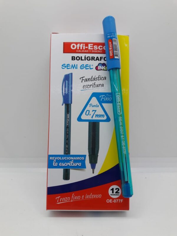 BOLIGRAFO AZUL CELESTE SEMIGEL OFFI-ESCO REF: OE-077F