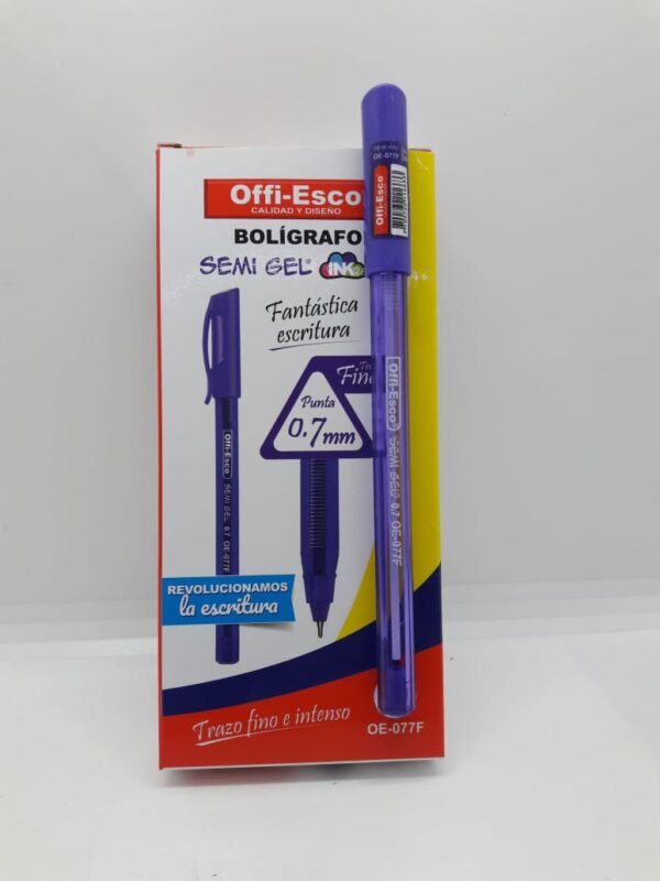 BOLIGRAFO MORADO SEMIGEL OFFI-ESCO REF: OE-077F