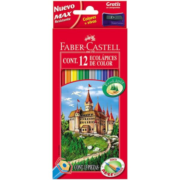 ECOLAPICES DE COLORES TRIANGULAR JUMBO + SACAPUNTAS *13 FABER CASTELL