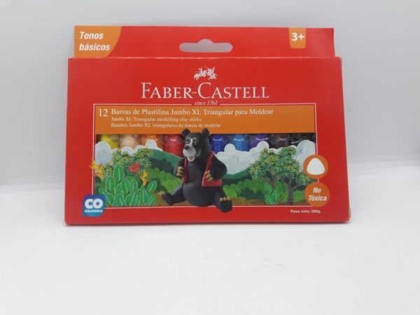 PLASTILINA JUMBO XL TRIANGULAR PARA MOLDEAR * 12 FABER CASTELL