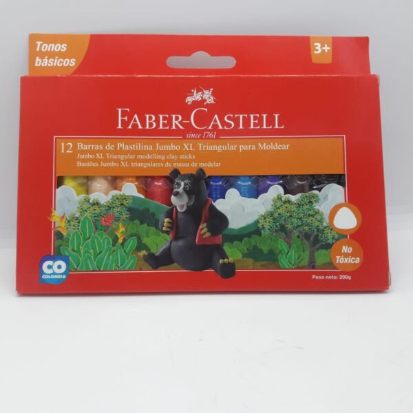 PLASTILINA JUMBO XL TRIANGULAR PARA MOLDEAR * 12 FABER CASTELL