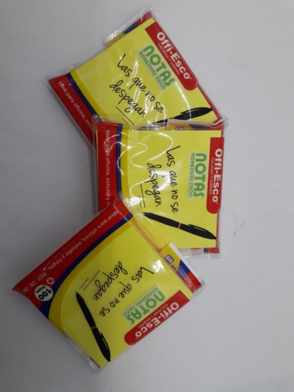 NOTAS ADHESIVAS AMARILLA 76X76MM OFFI-ESCO REF: OE-362