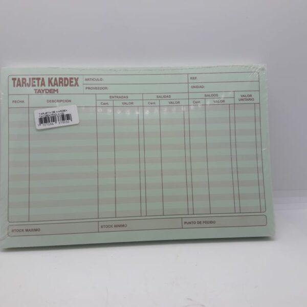TARJETA KARDEX TAYDEM