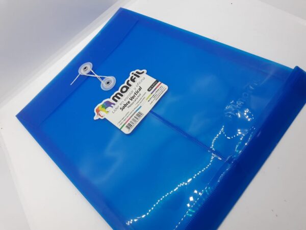 SOBRE PLASTICO AZUL CARTA MARFIL