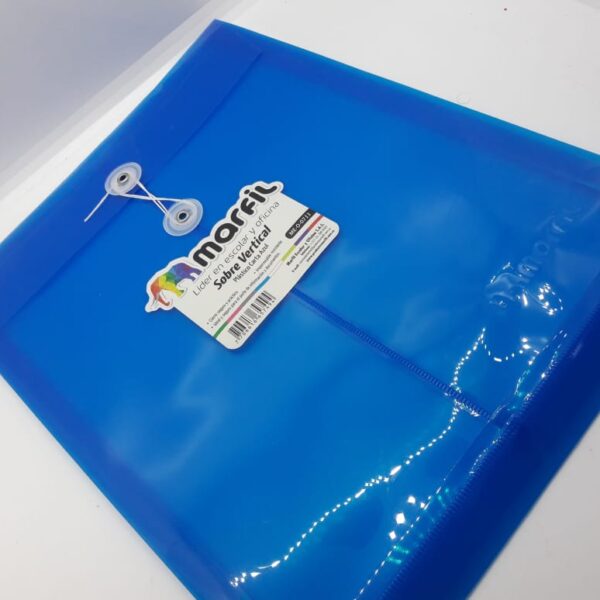 SOBRE PLASTICO AZUL CARTA MARFIL