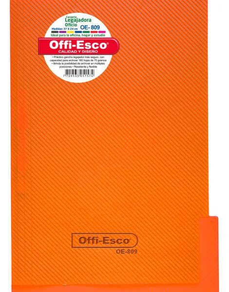 CARPETA LEGAJADORA OFICIO NARANJA OFFI-ESCO REF: OE-809