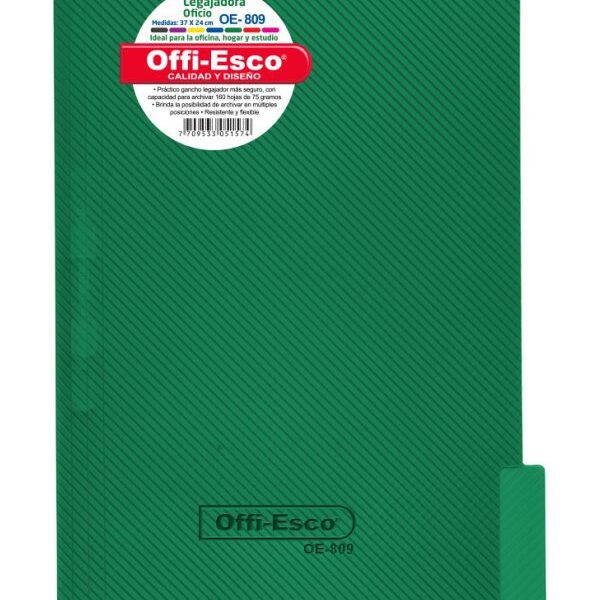 CARPETA LEGAJADORA OFICIO VERDE OFFI-ESCO REF: OE-809