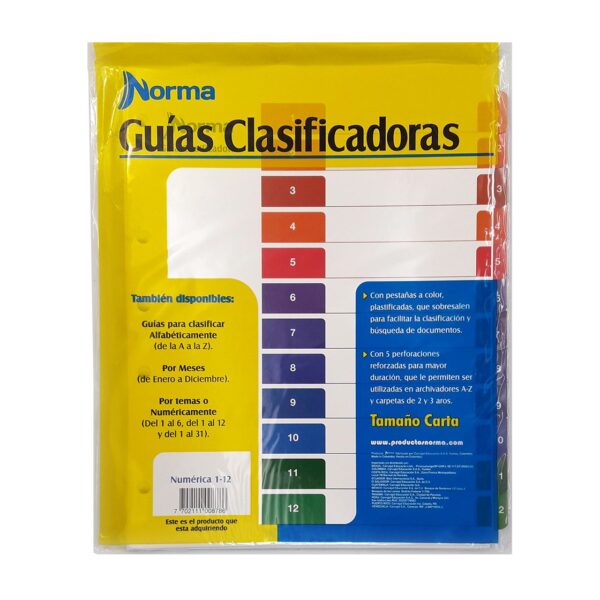 GUIAS CLASIFICADORAS NUMERICA NORMA