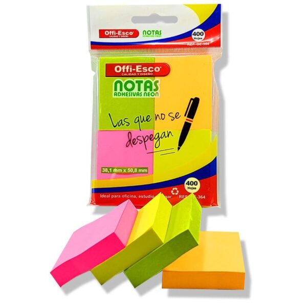 NOTAS ADHESIVAS NEON PÑA OFFI ESCO REF: OE-364