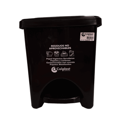 PAPELERA NEGRA CUADRADA PEDAL 22LTRS COLPLAST