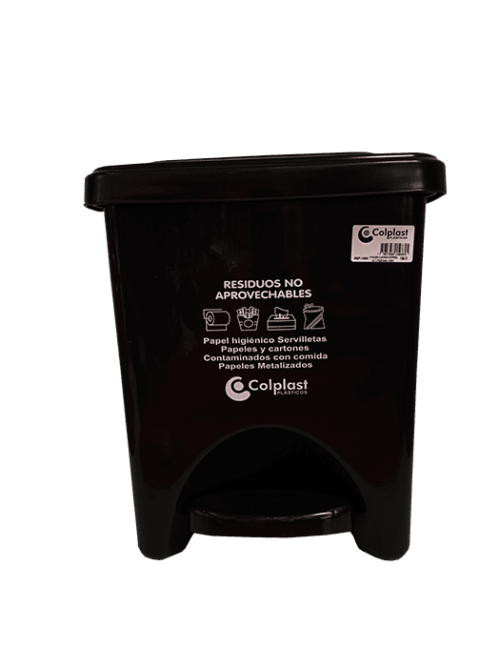 PAPELERA NEGRA CUADRADA PEDAL 22LTRS COLPLAST