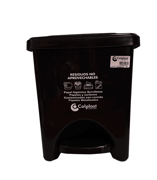 PAPELERA NEGRA CUADRADA PEDAL 22LTRS COLPLAST
