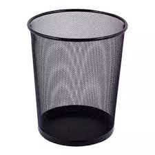 PAPELERA MALLA METALICA REDONDA NEGRA GRANDE