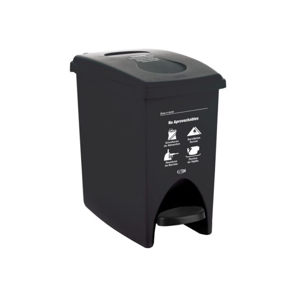 PAPELERA NEGRA PEDAL 9LTS COLPLAST