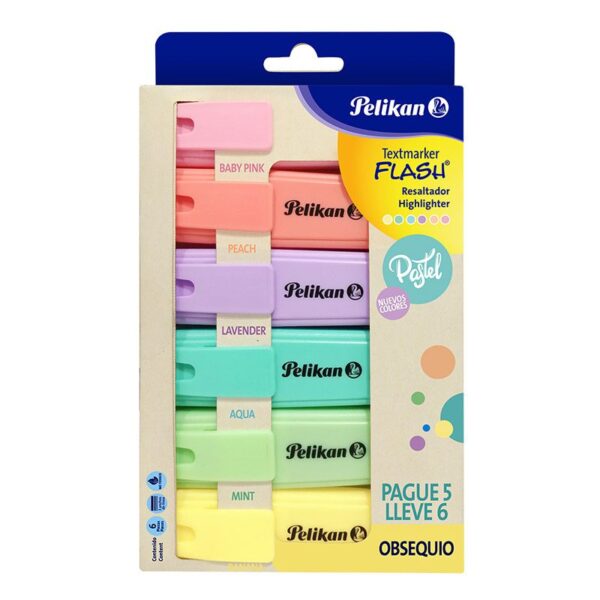 RESALTADOR COLORES PASTELES CAJA X5 PELIKAN