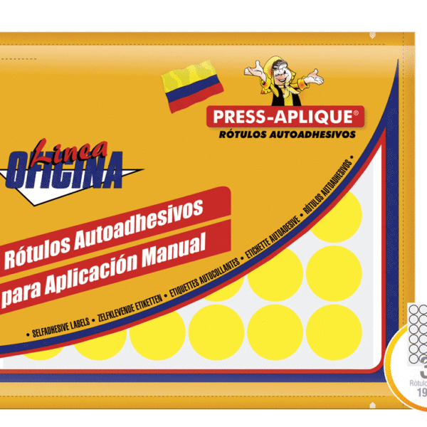 ROTULOS ADHESIVOS AMARILLO 19MM PRESS APLIQUE REF:1170
