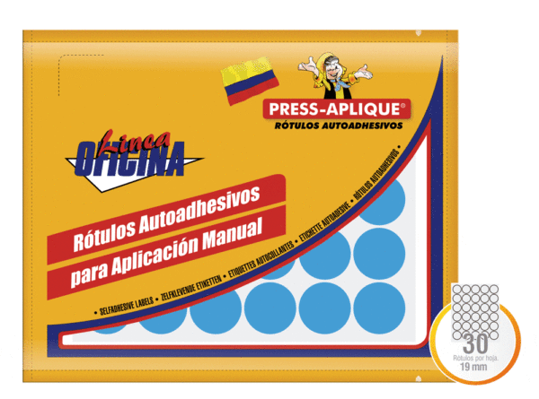 ROTULOS ADHESIVOS AZUL19MM PRESS APLIQUE REF:1171