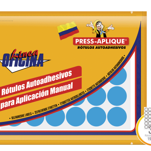 ROTULOS ADHESIVOS AZUL19MM PRESS APLIQUE REF:1171