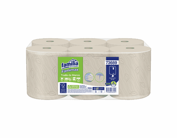 TOALLA MANOS FAMIMAX PRECORTADA HT NATURAL X 6 X 100 MT COD 56943