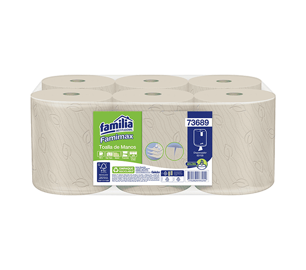 TOALLA MANOS FAMIMAX PRECORTADA HT NATURAL X 6 X 100 MT COD 56943