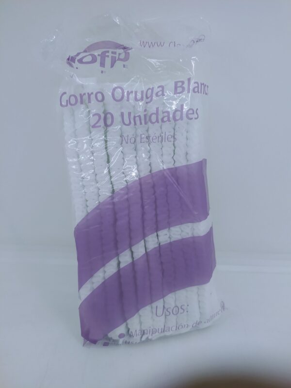 GORRO TIPO ORUGA BLANCO BIOFIT X 20 UNDS
