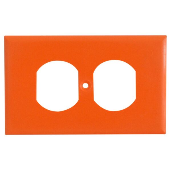 TAPA PLASTICA TOMA DOBLE NARANJA T/L R/G (CUADRADA) RETIE Item: 4843