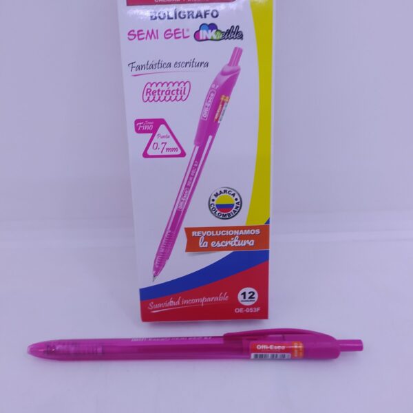 BOLIGRAFO RETRACTIL SEMIGEL 07 FUCSIA OFFIESCO REF: OE053F