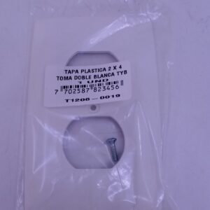 TAPA PLASTICA DE LUJO TOMA DOBLE BLANCA 2X4 INDUMA 8341
