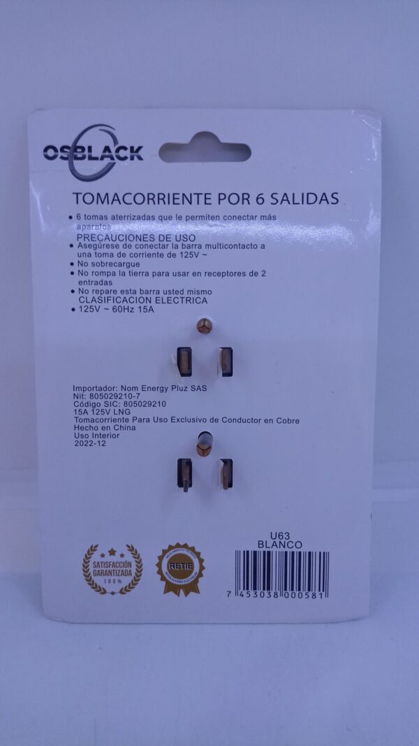 TOMA MULTIPLE X 6 PARA TOMA DOBLE (U63) 6508
