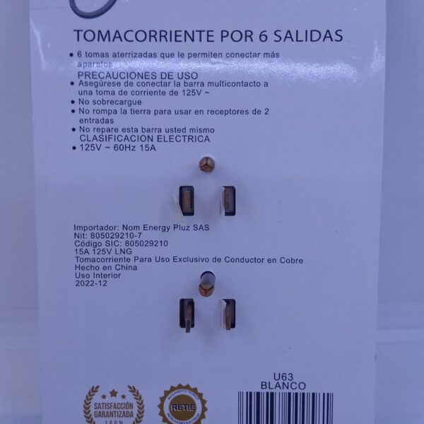TOMA MULTIPLE X 6 PARA TOMA DOBLE (U63) 6508