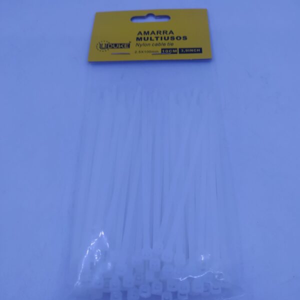 AMARRA PLASTICA UDUKE BLANCA 2.5X100MM (10 CM) (100 UNDS) 10082