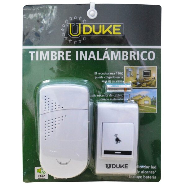TIMBRE INALAMBRICO ENERGIA UDUKE FRECUECIA GENERAL (ALCANCE ENTRE 30 Y 150 MTRS) (HT60173) Item: 8903