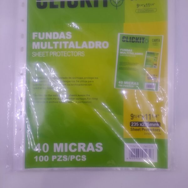 BOLSILLO CATALOGO CARTA 40 MICRAS * 100 UNDS CLICKIT