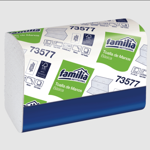 TOALLA DE MANOS BASICA EN Z FSC BLANCA HOJA DOBLE COD 24042