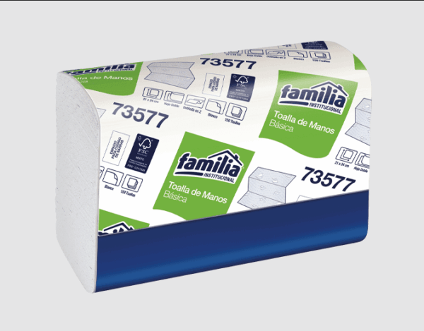 TOALLA DE MANOS BASICA EN Z FSC BLANCA HOJA DOBLE COD 24042
