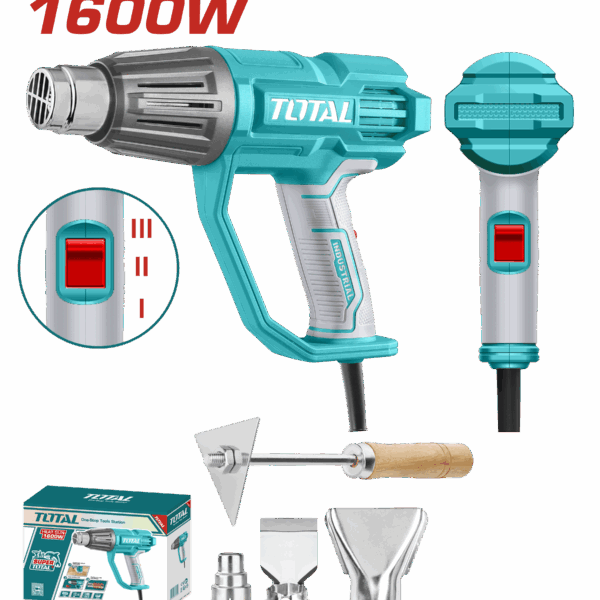 PISTOLA CALOR 1600W  INCLUYE 3 BOQUILLAS Y 1 RASCADOR  INDUSTRIAL TOTAL (UTB16078)