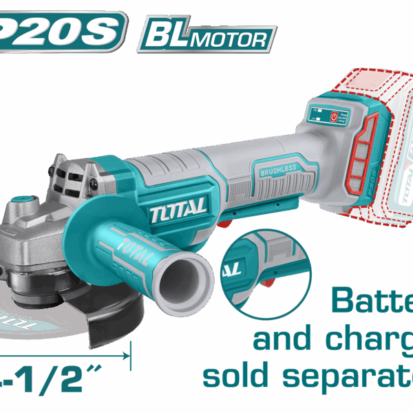 PULIDORA INALAMBRICA 4 1/2 SUPER SELECT 20V BATERIA Y CARGADOR NO INCLUIDO TOTAL (UTAGLI211156)