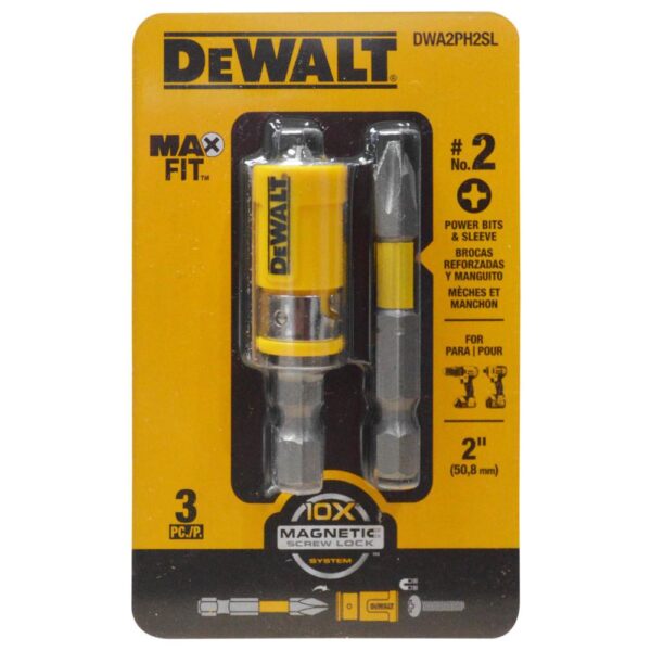 PUNTAS TALADRO DEWALT X 2 MAXFIT CON CAMISA MAGNETICA (JUEGO) (DWA2PH2SL)