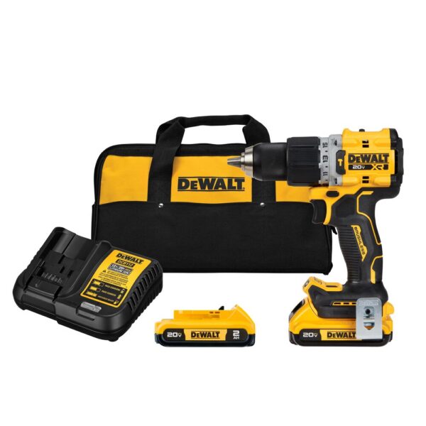 TALADRO ATORNILLADOR RECARGABLE DEWALT 2 BATERIAS 2AH PERCUTOR 1/2 20V COMPACTO PREMIUM (DCD805D2-B3)