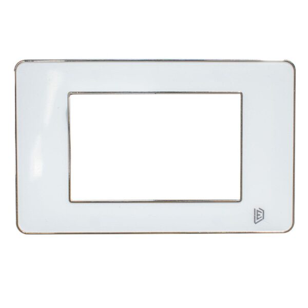TAPA LUXOR BLANCA Y BORDE CROMADO CUADRADA DUKE ENERGY (V3-02AB)