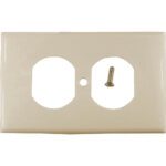 TAPA PLASTICA TOMA DOBLE BEIGE T/L R/G (CUADRADA) (RETIE)