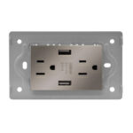 TOMA DOBLE + 2 USB LUXOR GRIS INTERCAMBIABLE SIN TAPA DUKE ENERGY (V3-032)