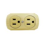 TOMA DOBLE T/L SOBREPONER CON P-TIERRA  BEIGE VHARBOR (RETIE-FL)(HT1529)HT20523