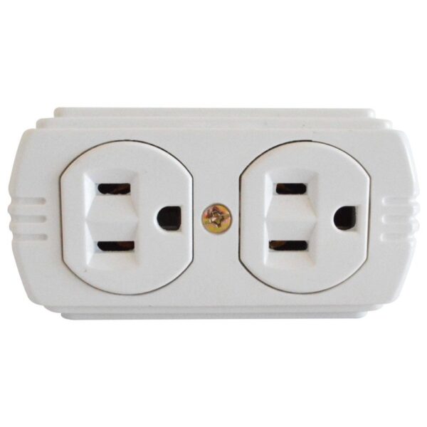 TOMA DOBLE T/L SOBREPONER CON P-TIERRA  BLANCO UDUKE (RETIE-FL)(HT20378)