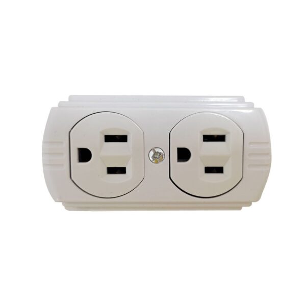 TOMA DOBLE T/L SOBREPONER CON P-TIERRA BLANCO VHARBOR (RETIE-FL)(HT1528)HT20378